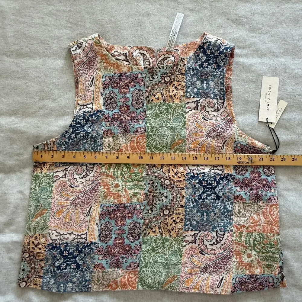 Linen Reversible Tank Top | XL | NWT Resort-2 in 1 blouse - Picture 13 of 16